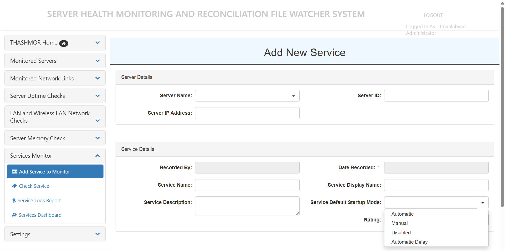 Reporting Interface